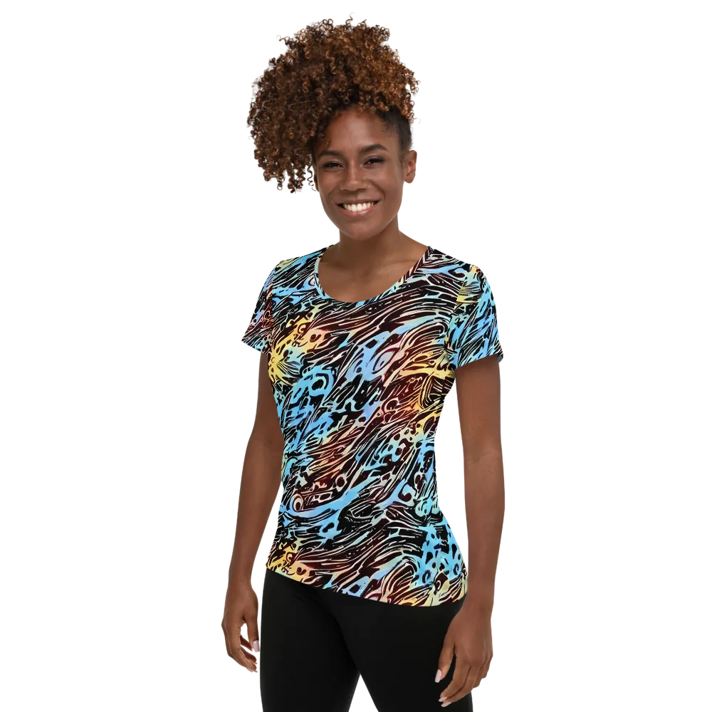 Oxblood Ocean on Women's Athletic T-Shirt — Left
