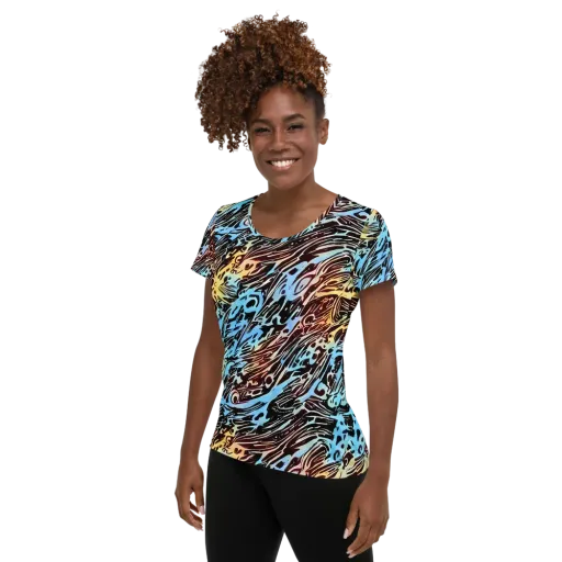 Oxblood Ocean on a Women's Athletic T-Shirt
