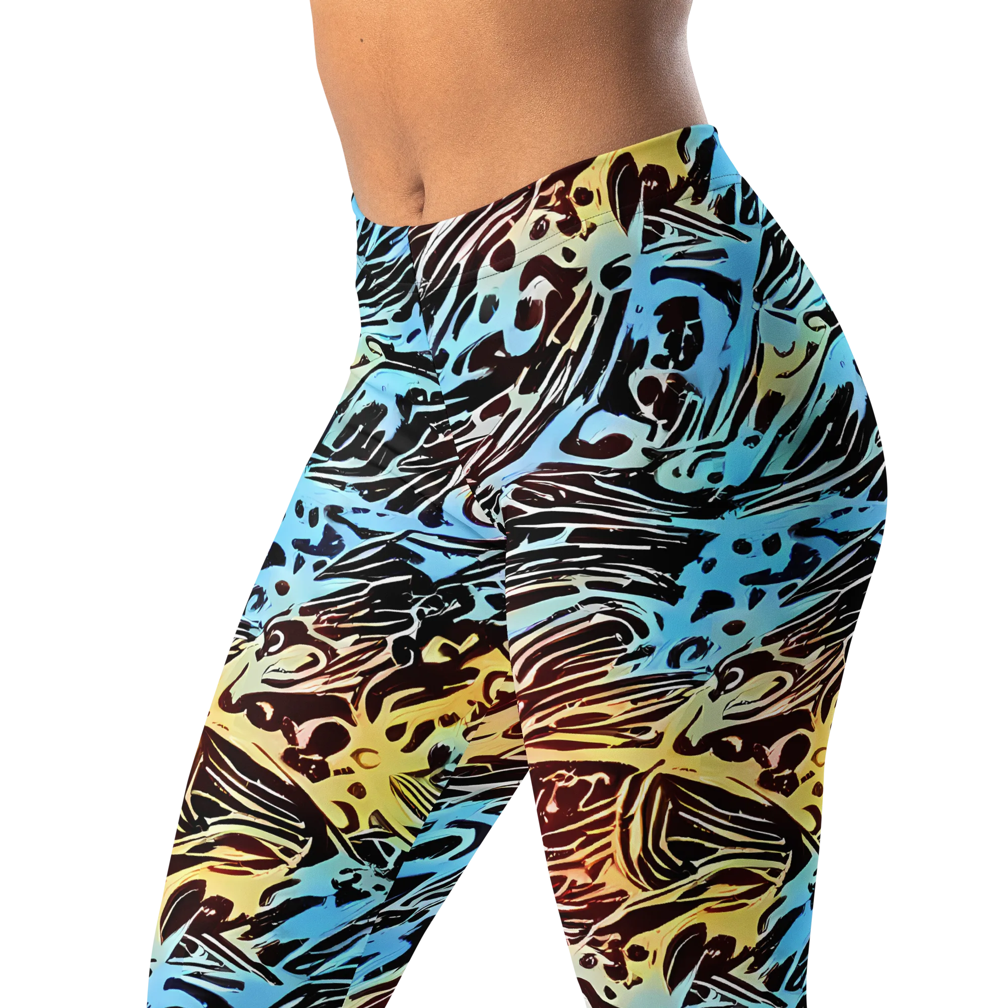 Oxblood Ocean on Leggings — Left Front