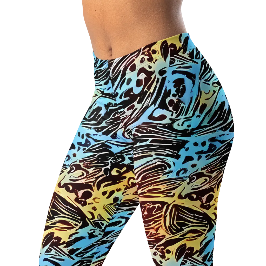 Oxblood Ocean on Leggings — Left Front