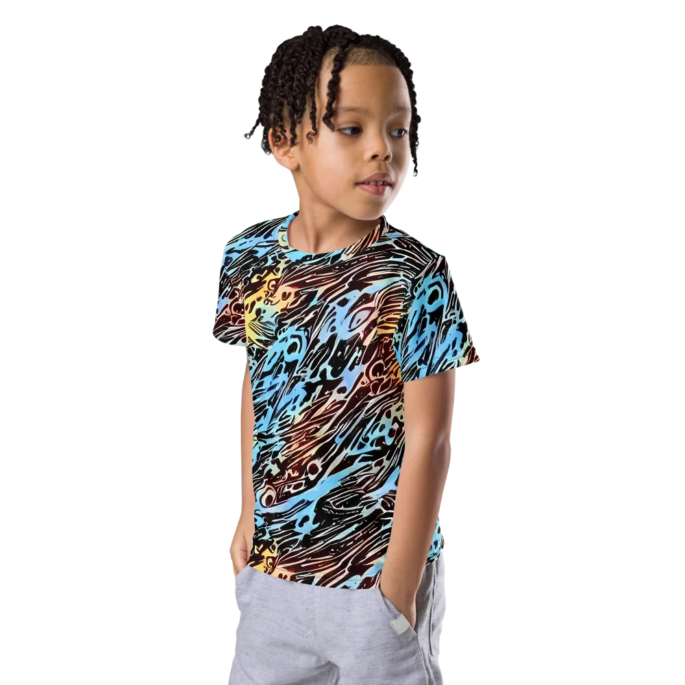Oxblood Ocean on Kids Crew Neck T-Shirt — Left Front