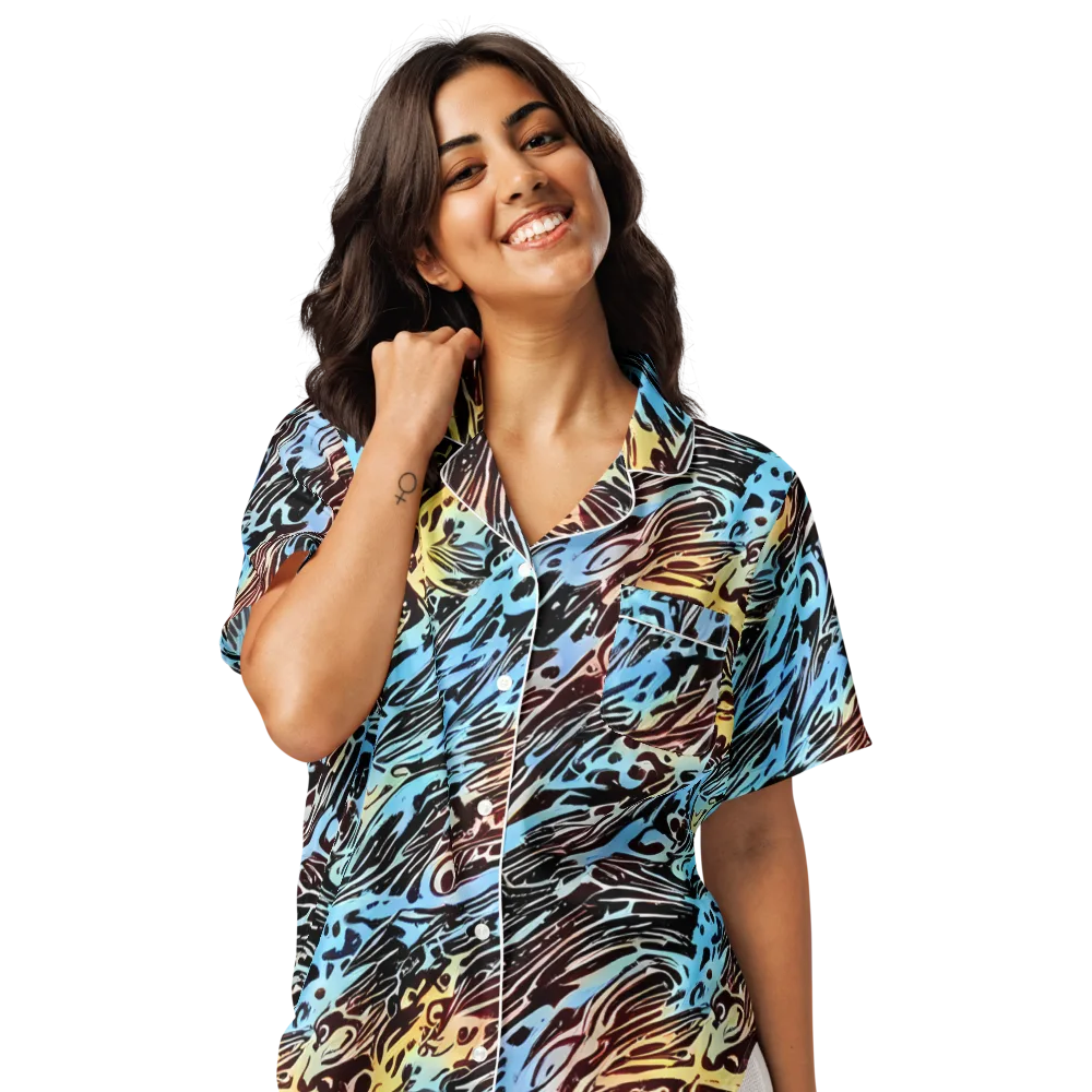 Oxblood Ocean on Women's Short Sleeve Pajama Top — Front