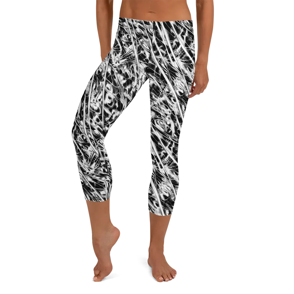 Black Ice Circuit on Capri Leggings — Front