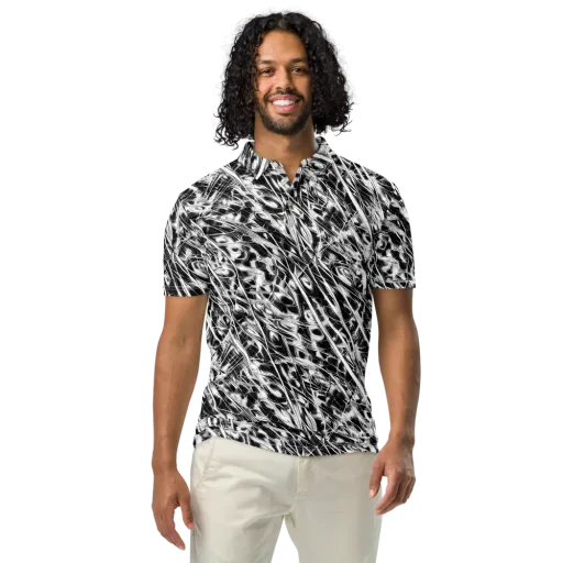 Black Ice Circuit on a Men's Slim Fit Polo Shirt