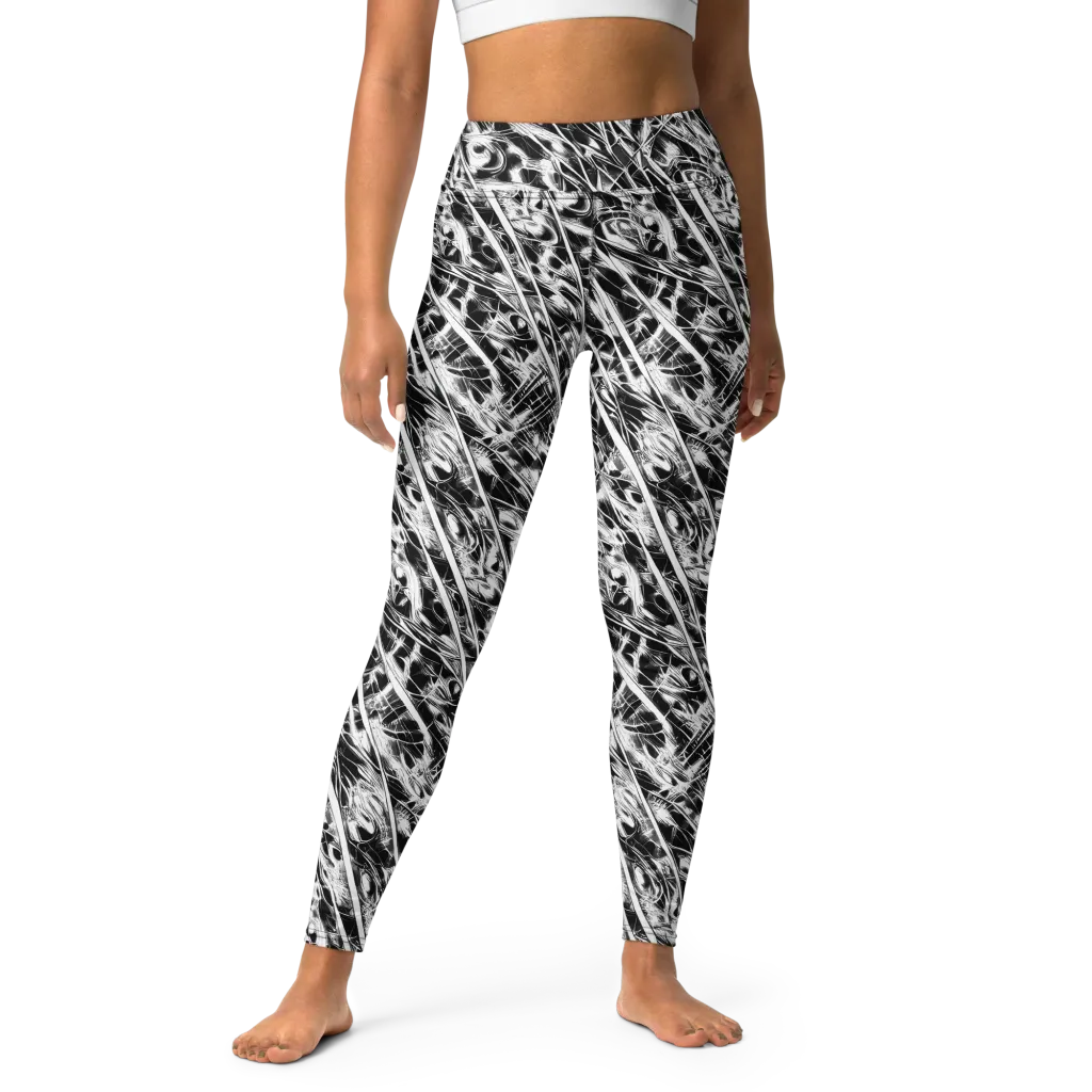 Black Ice Circuit on Yoga Leggings — Front