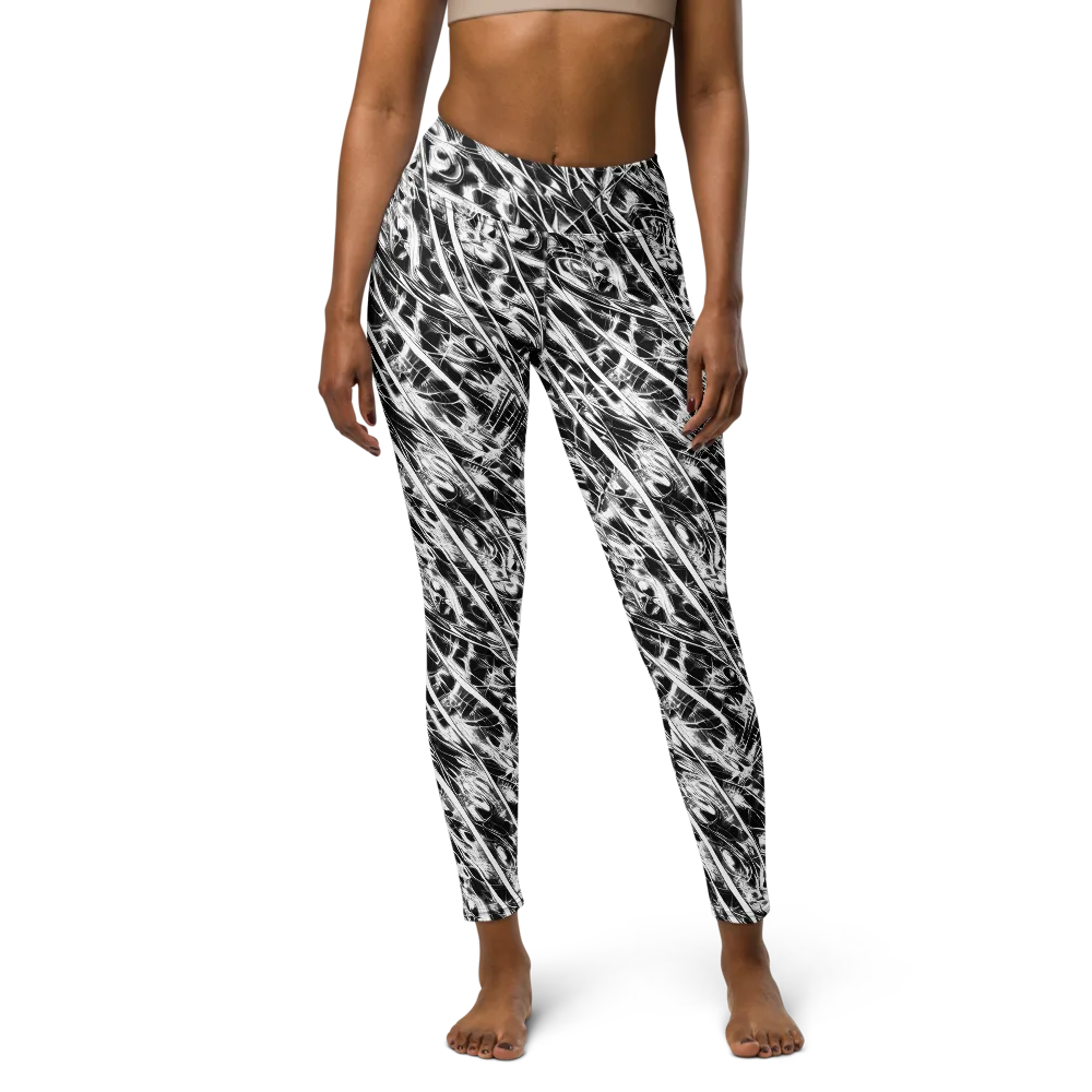Black Ice Circuit on Yoga Leggings — Front
