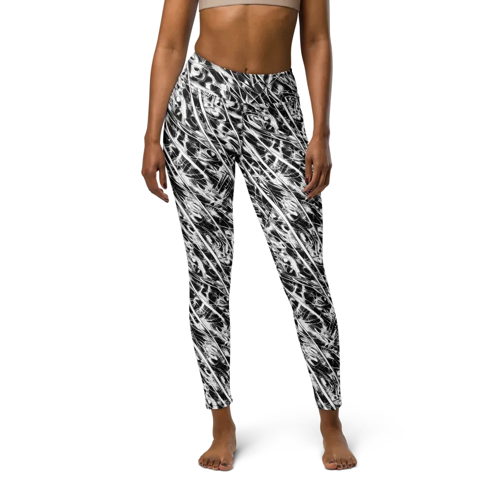 Black Ice Circuit on Yoga Leggings — Front