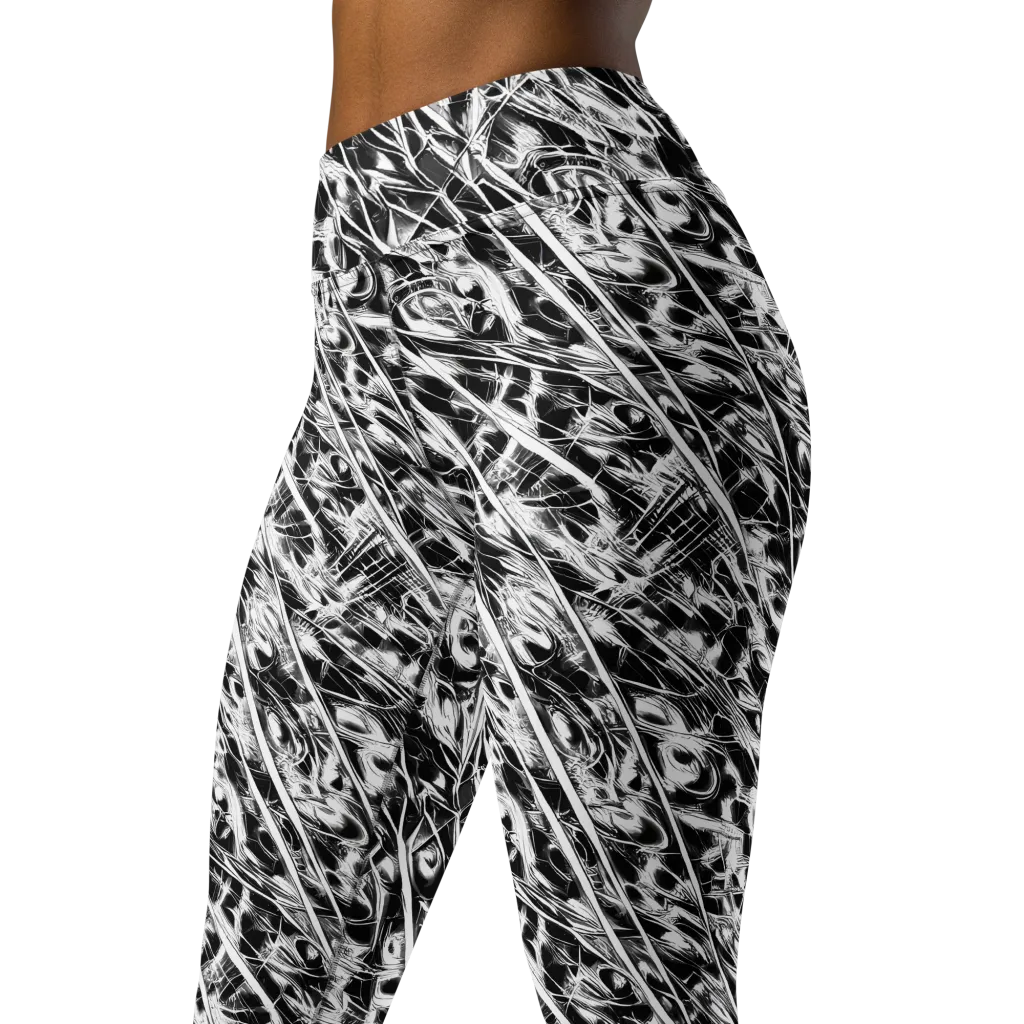 Black Ice Circuit on Yoga Leggings — Left Front