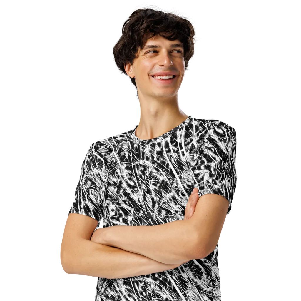 Black Ice Circuit on Men's Crew Neck T-Shirt — Left Front