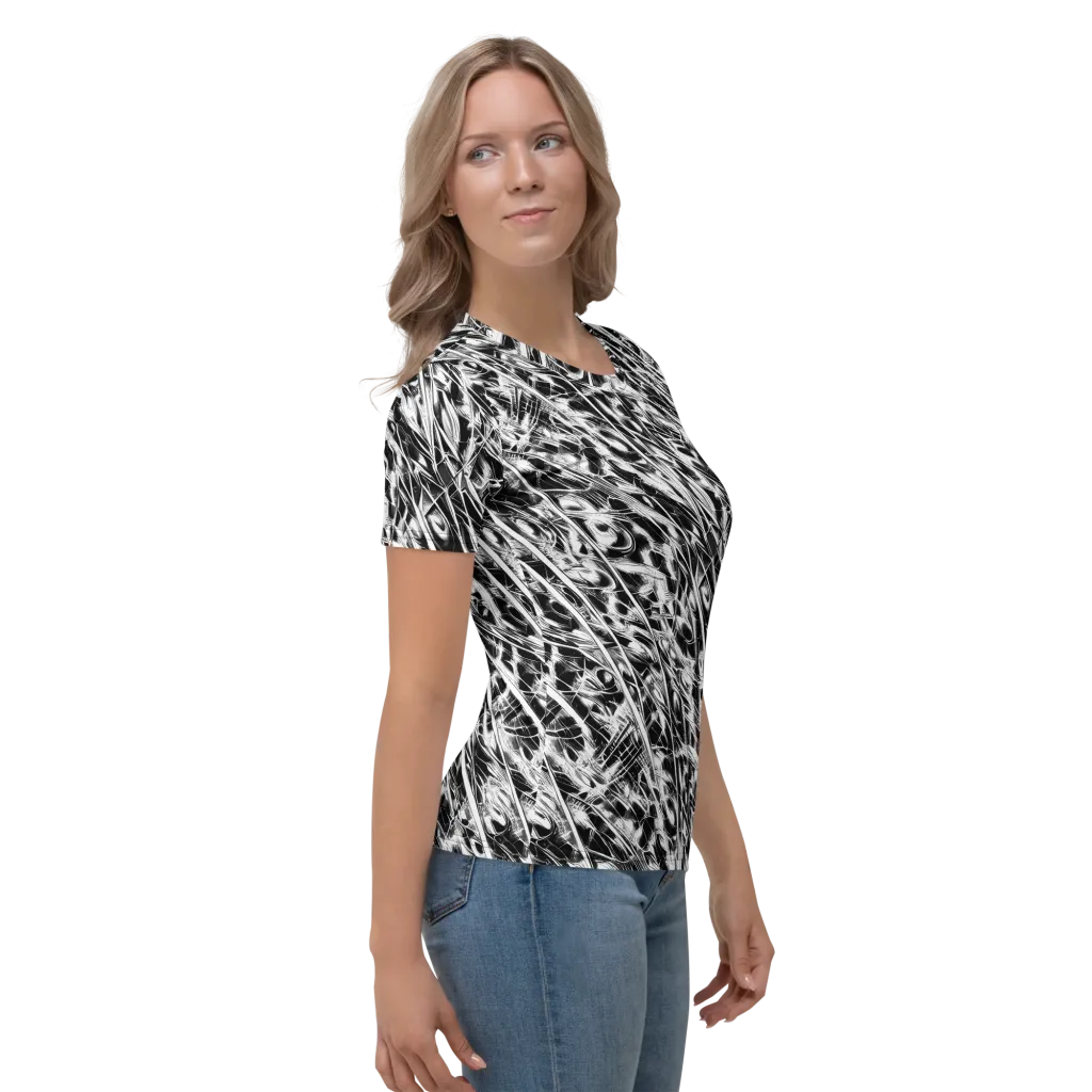 Black Ice Circuit on Women's Crew Neck T-Shirt — Right