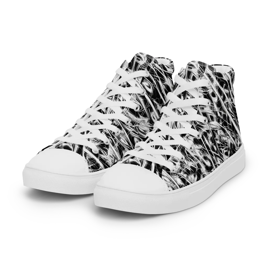 Black Ice Circuit on Women's High Top Canvas Shoes — Left Front