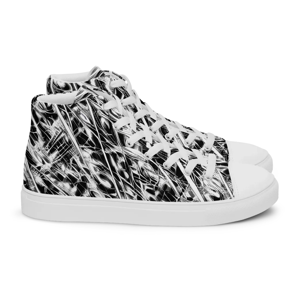 Black Ice Circuit on Women's High Top Canvas Shoes — Right