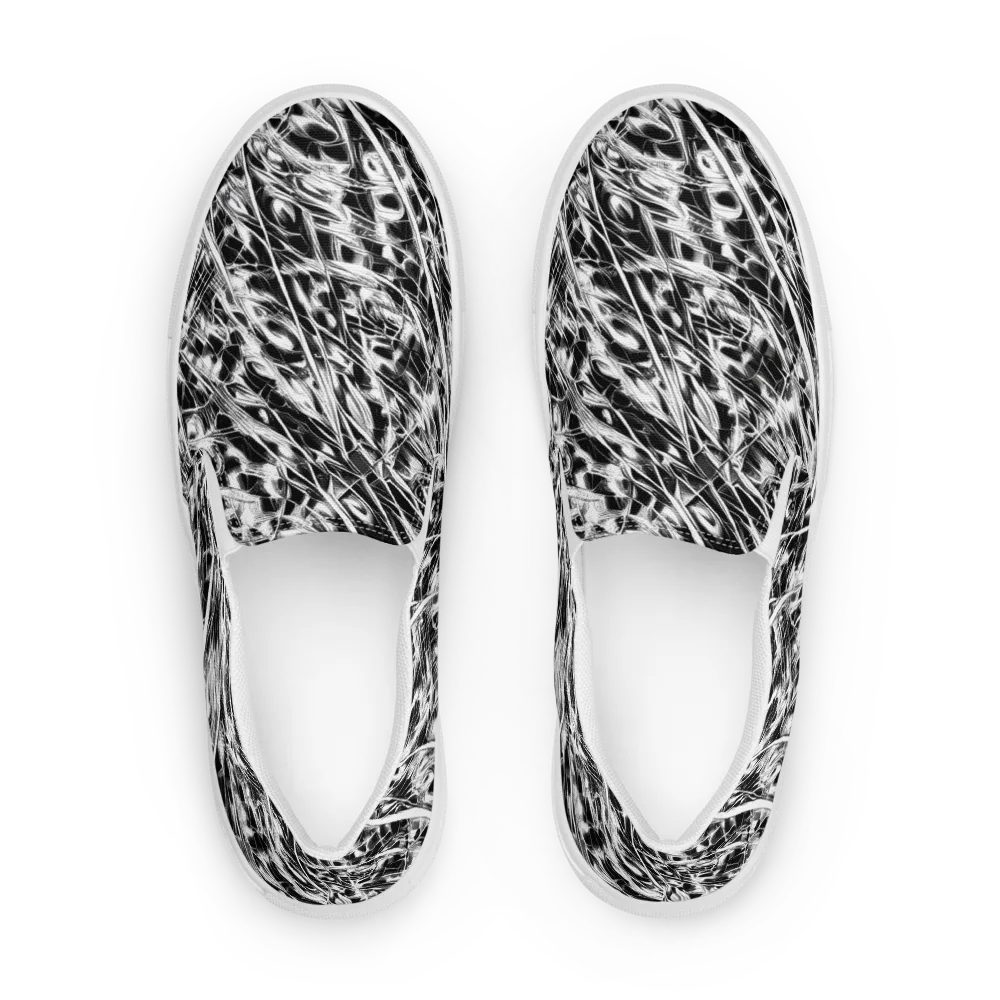 Black Ice Circuit on Men's Slip-On Canvas Shoes — Front