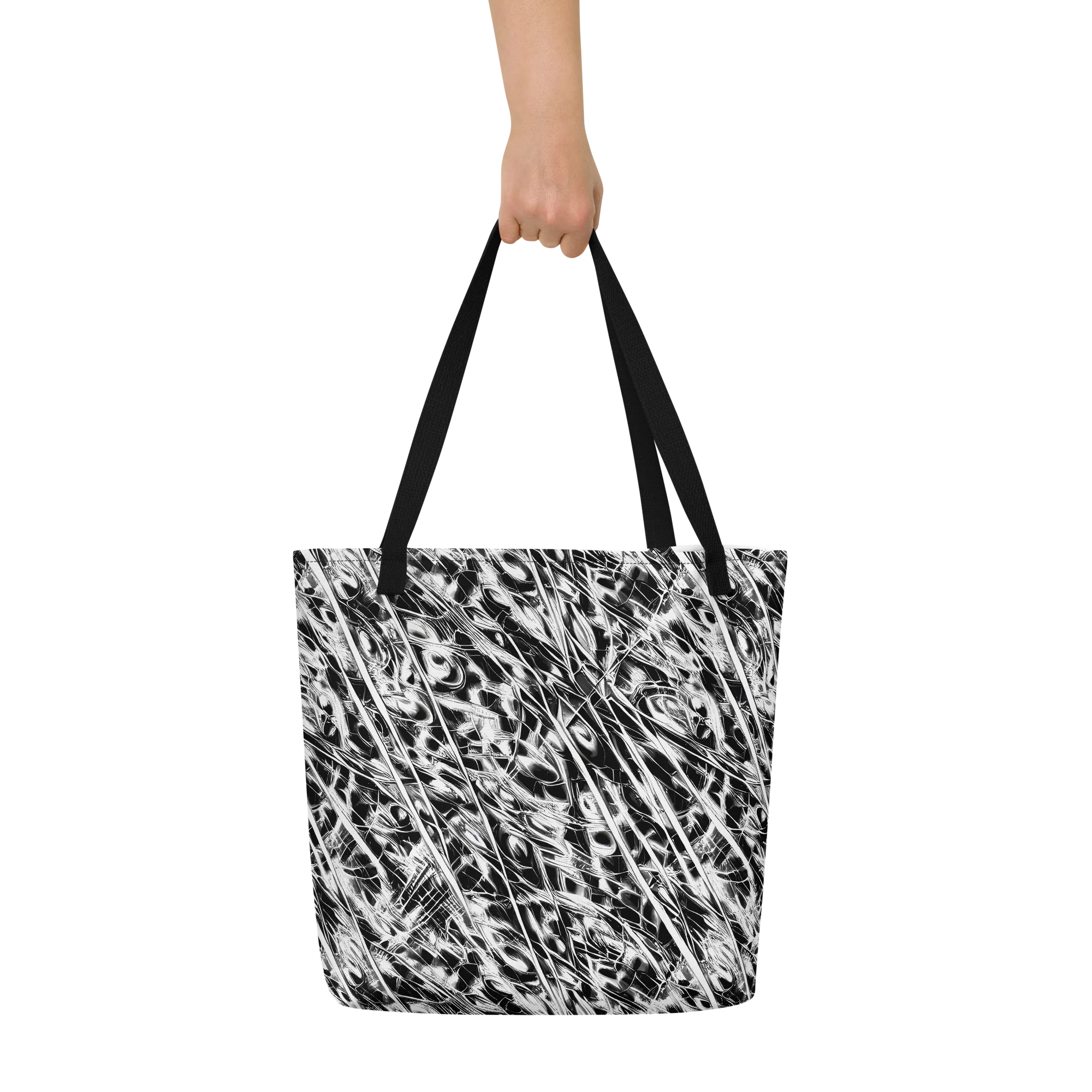 Black Ice Circuit on Large Tote Bag W/ Pocket — Front