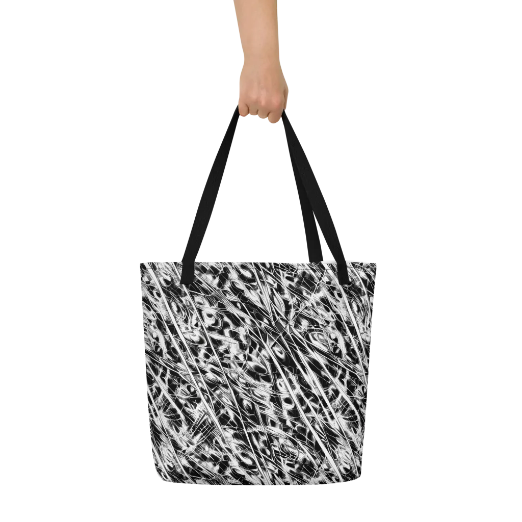 Black Ice Circuit on Large Tote Bag W/ Pocket — Front