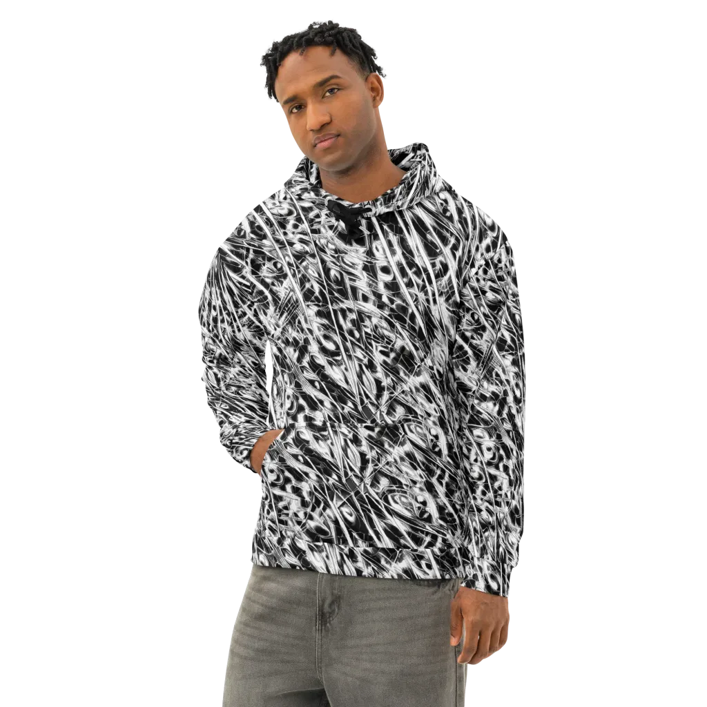 Black Ice Circuit on Cotton Hoodie — Left Front