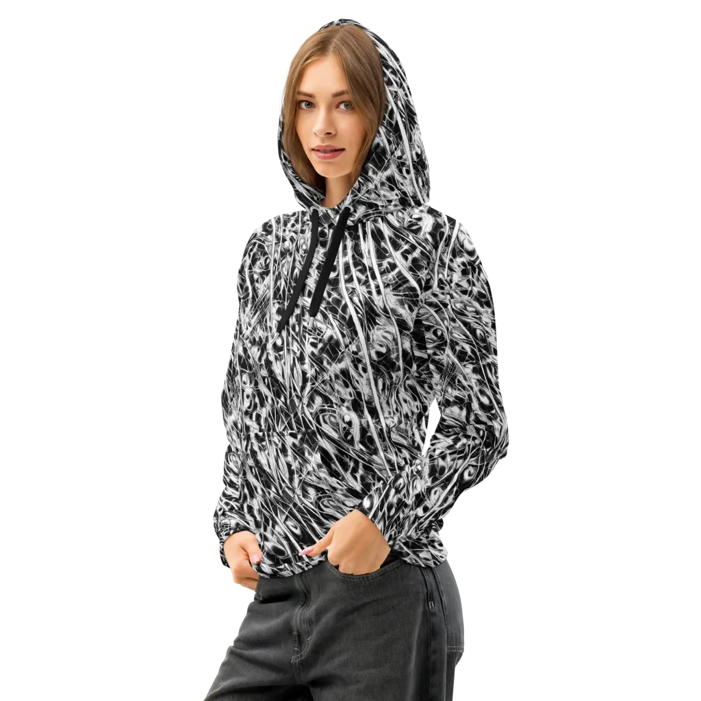 Black Ice Circuit on Cotton Hoodie — Left Front