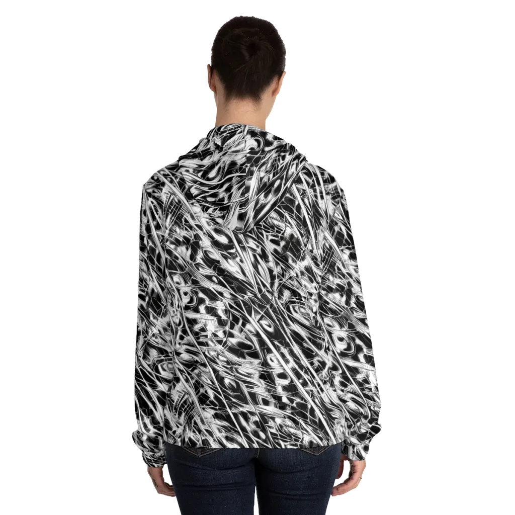 Black Ice Circuit on Women's Full-Zip Hoodie — Back On Person