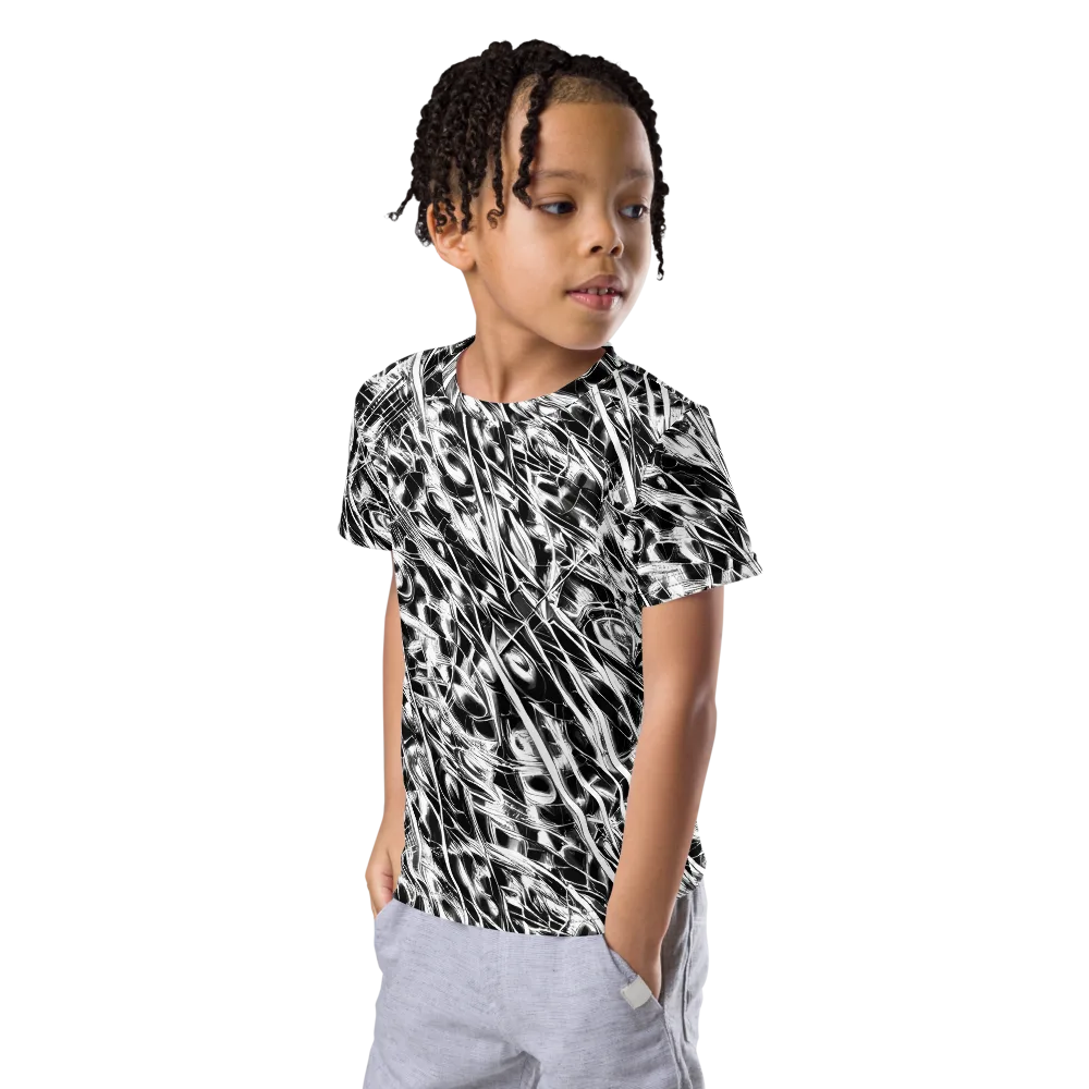 Black Ice Circuit on Kids Crew Neck T-Shirt — Left Front