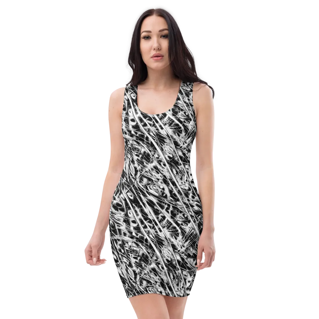 Black Ice Circuit on Bodycon Dress — Front