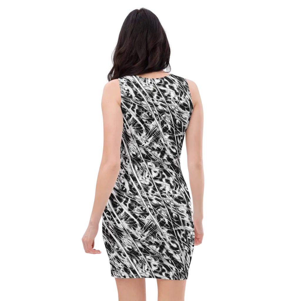Black Ice Circuit on Bodycon Dress — Back