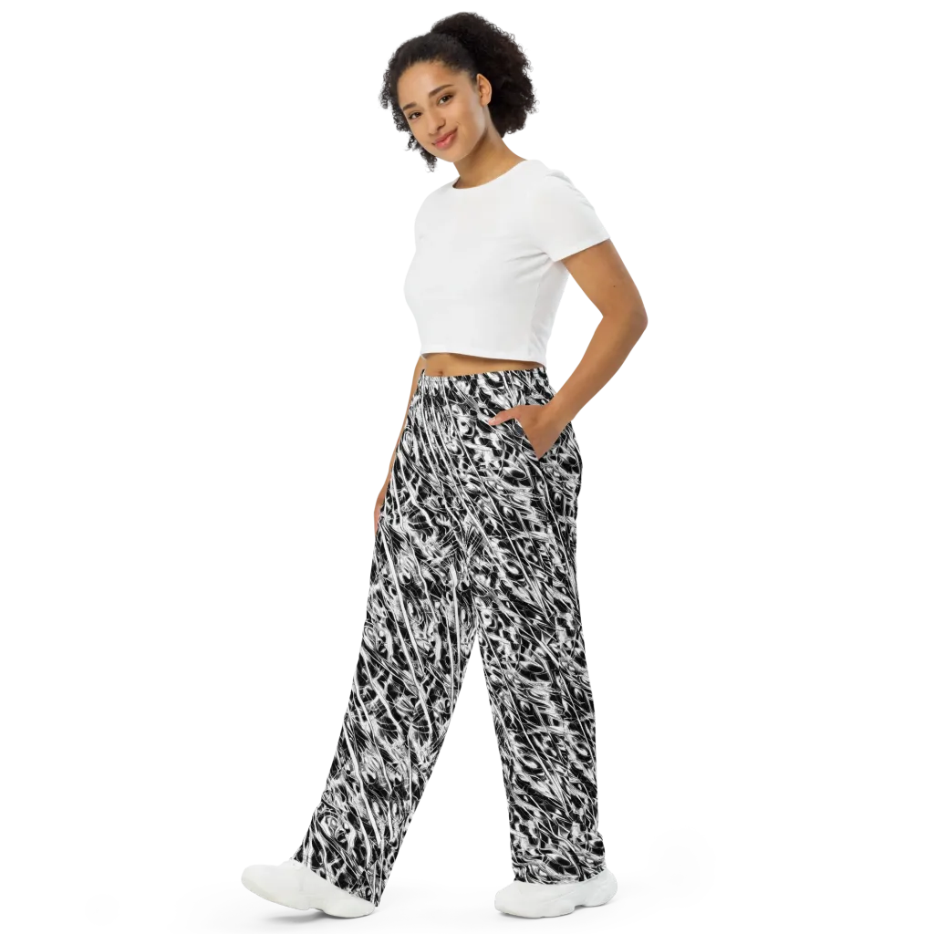 Black Ice Circuit on Wide-Leg Pants — Left Front