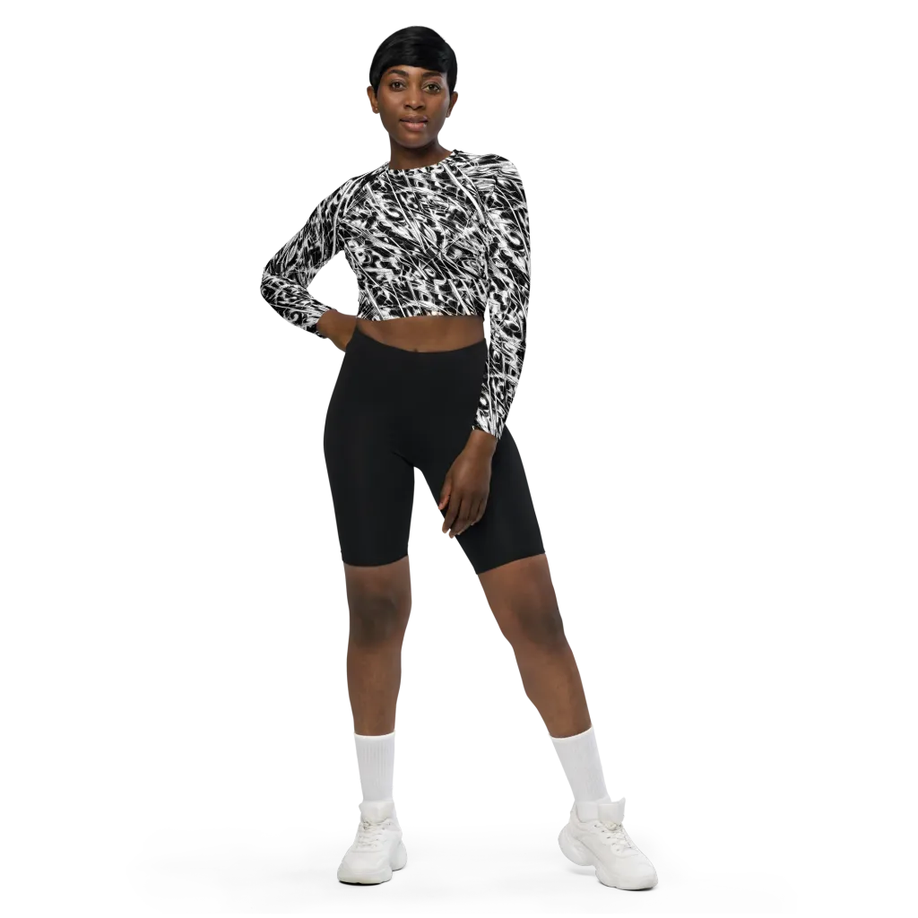 Black Ice Circuit on Long Sleeve Crop Top — Front