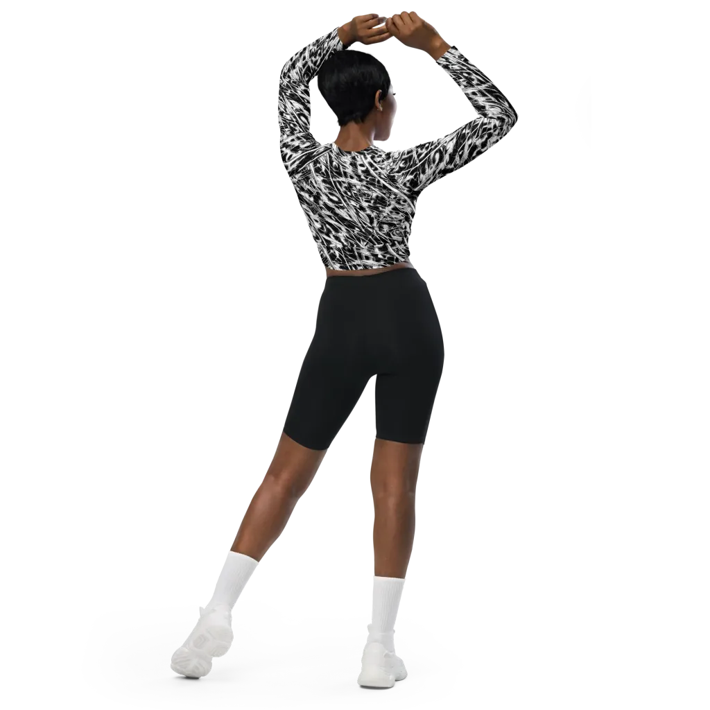 Black Ice Circuit on Long Sleeve Crop Top — Back