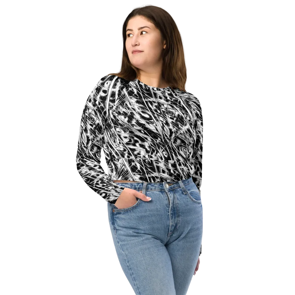Black Ice Circuit on Long Sleeve Crop Top — Front