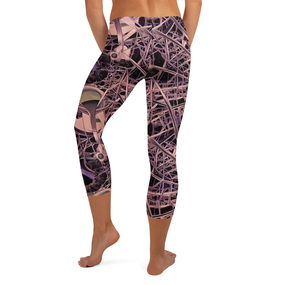 Mauve Labyrinth on Capri Leggings — Back