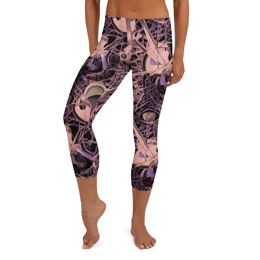 Mauve Labyrinth on Capri Leggings — Front