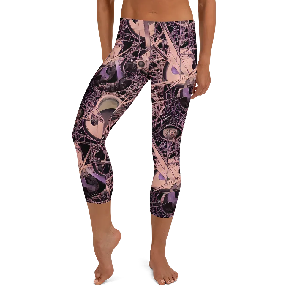 Mauve Labyrinth on Capri Leggings — Front