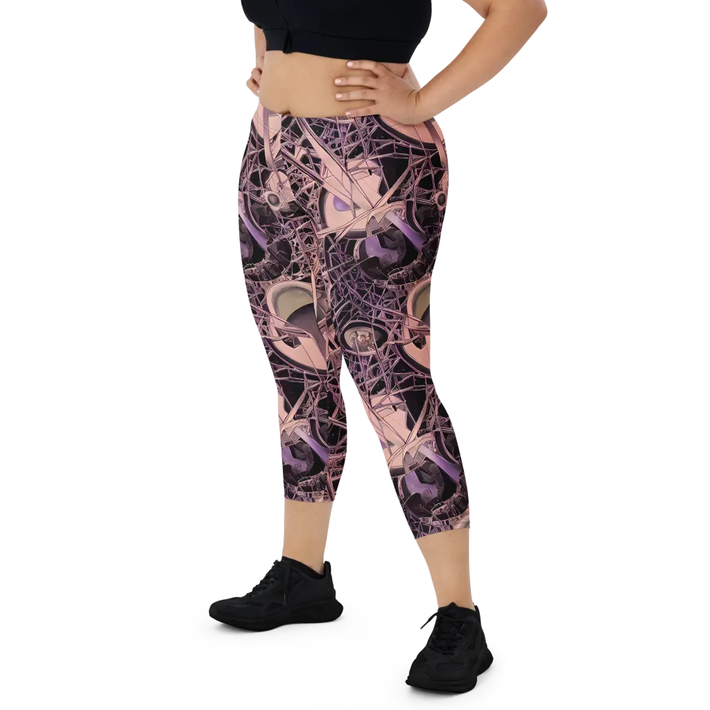 Mauve Labyrinth on Capri Leggings — Front
