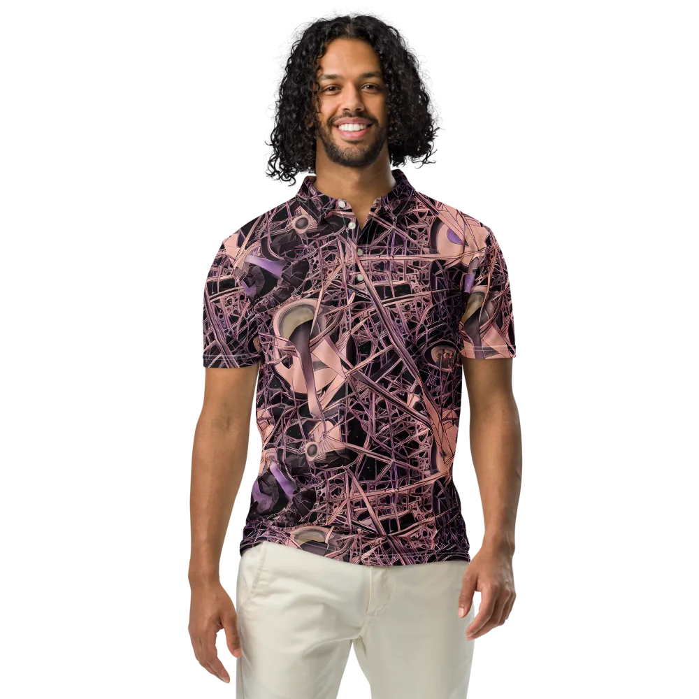 Mauve Labyrinth on Men's Slim Fit Polo Shirt — Front