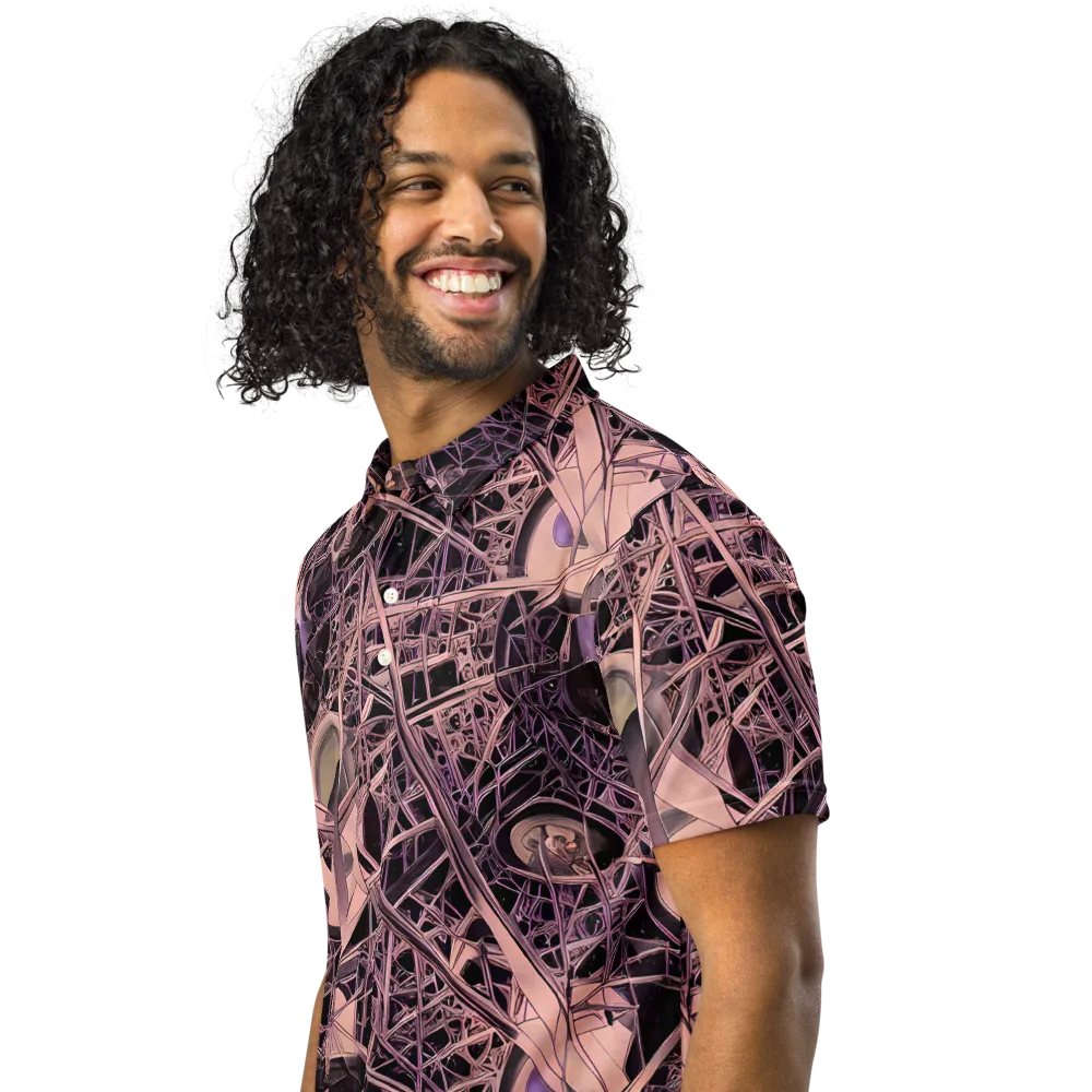 Mauve Labyrinth on Men's Slim Fit Polo Shirt — Left Front