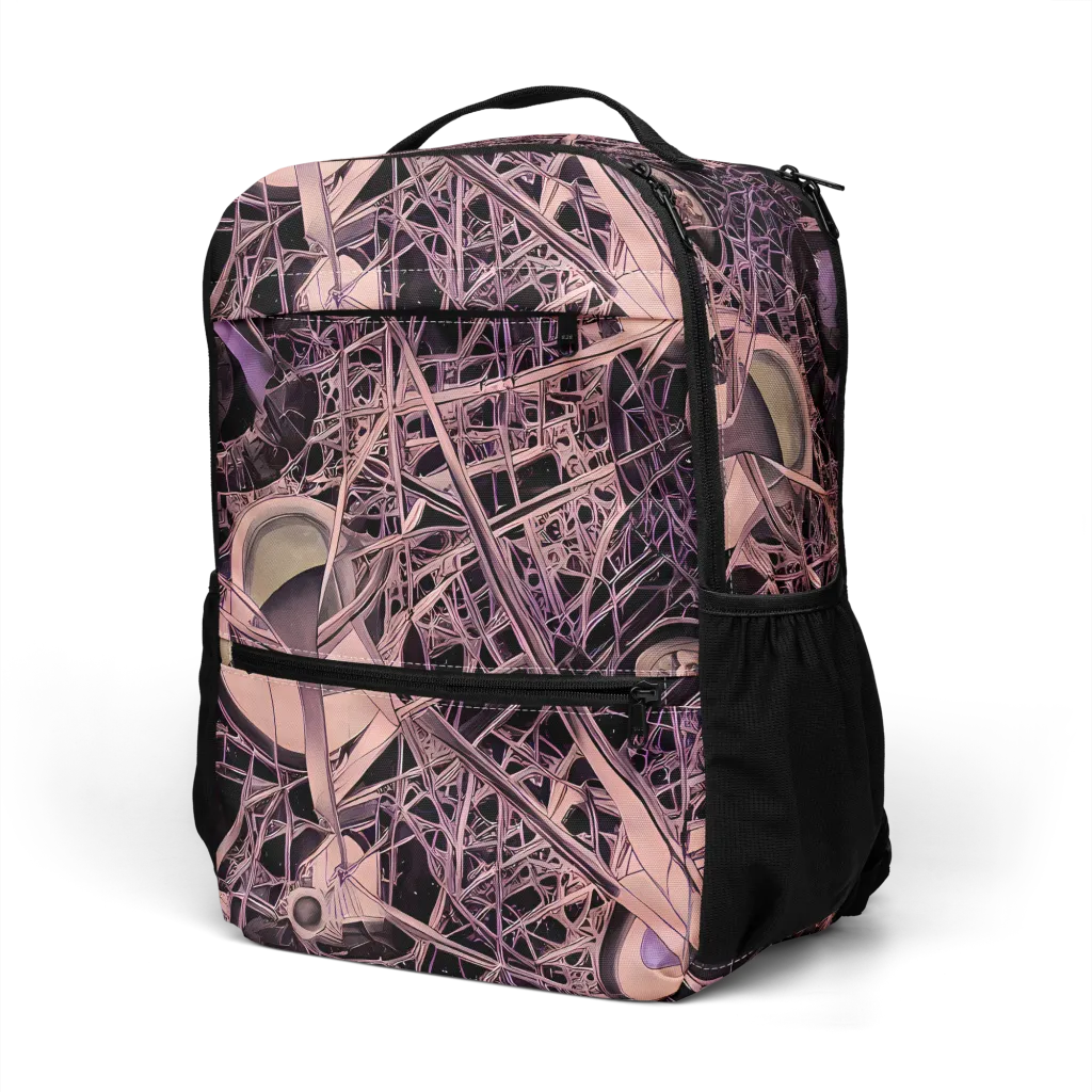 Mauve Labyrinth on Utility Backpack — Left Front