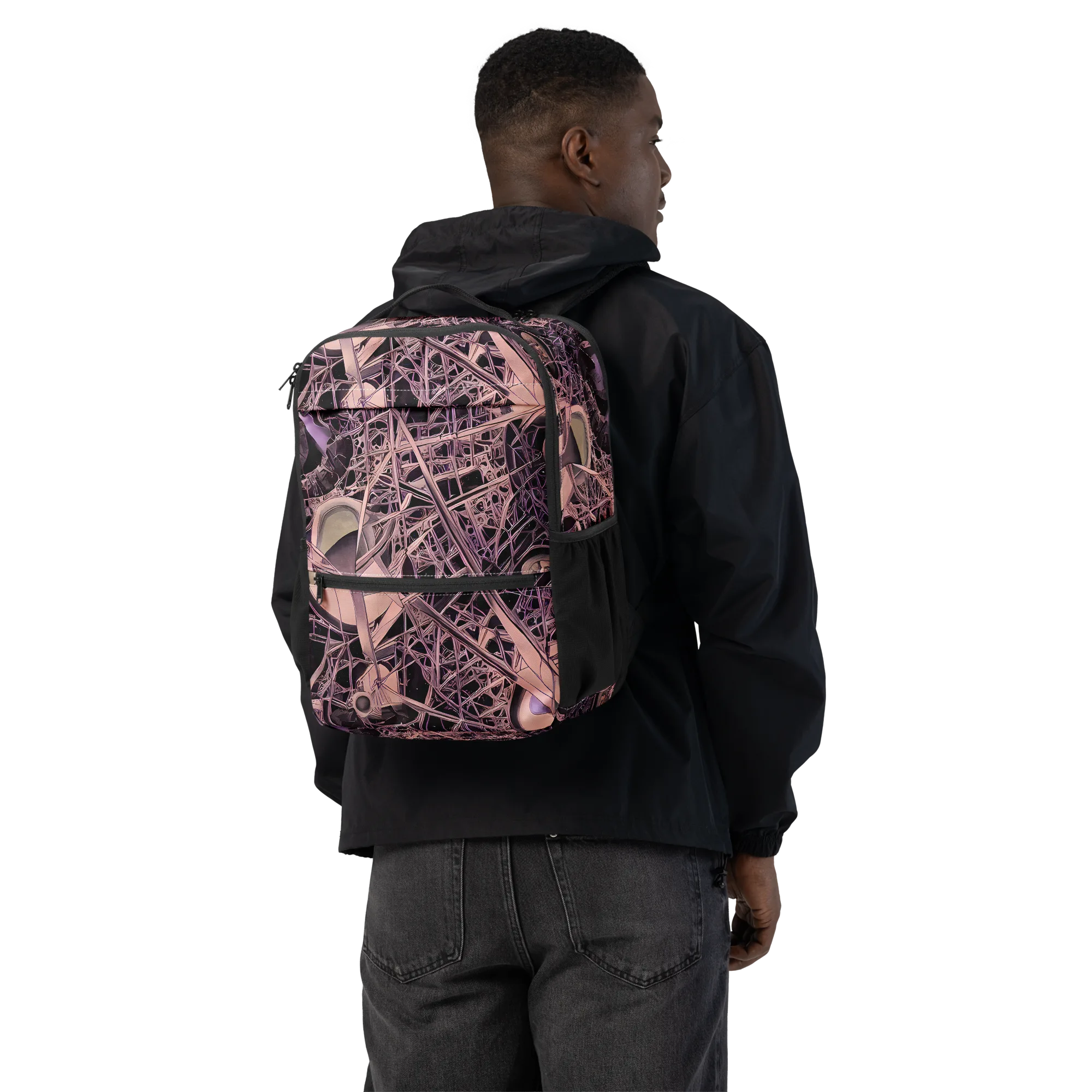 Mauve Labyrinth on Utility Backpack — Back