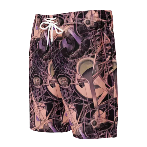 Mauve Labyrinth on a Men's Board Shorts