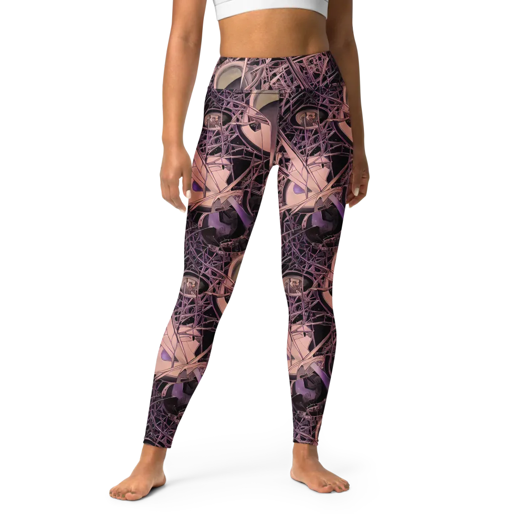 Mauve Labyrinth on Yoga Leggings — Front