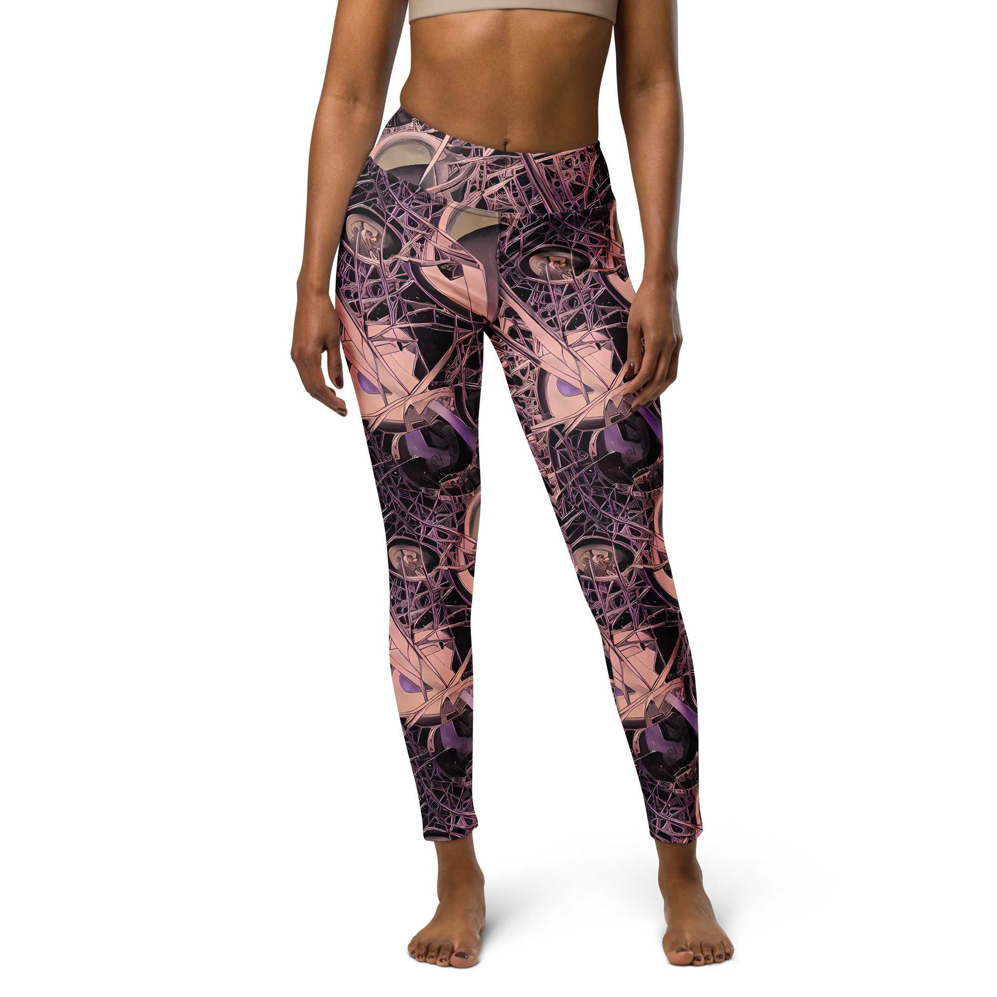 Mauve Labyrinth on Yoga Leggings — Front