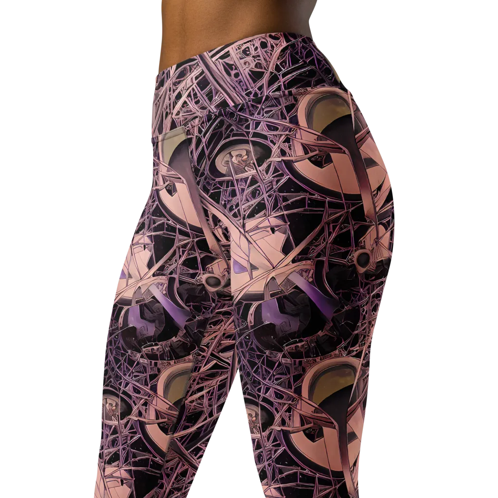 Mauve Labyrinth on Yoga Leggings — Left Front