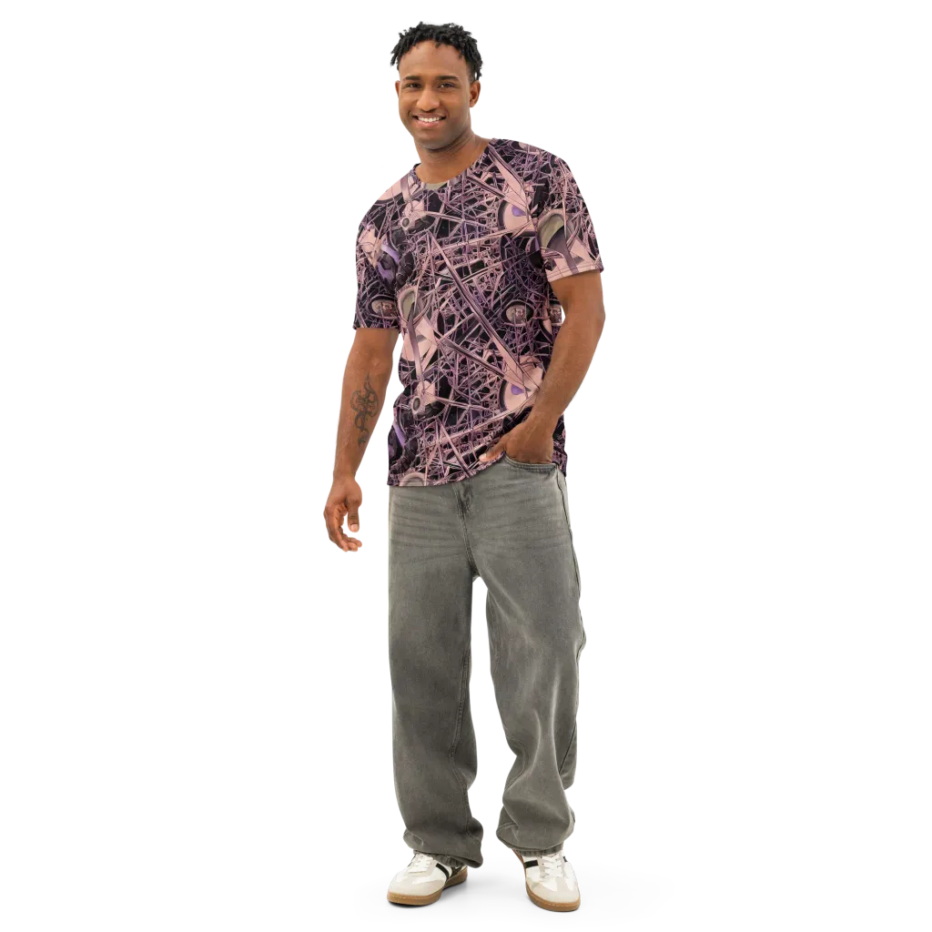 Mauve Labyrinth on Men's Cotton Crew Neck T-Shirt — Front