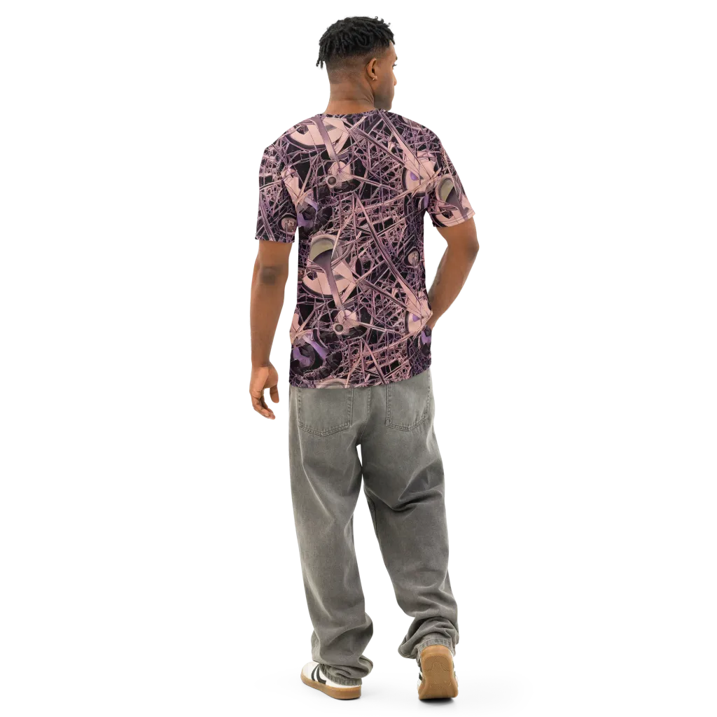 Mauve Labyrinth on Men's Cotton Crew Neck T-Shirt — Back