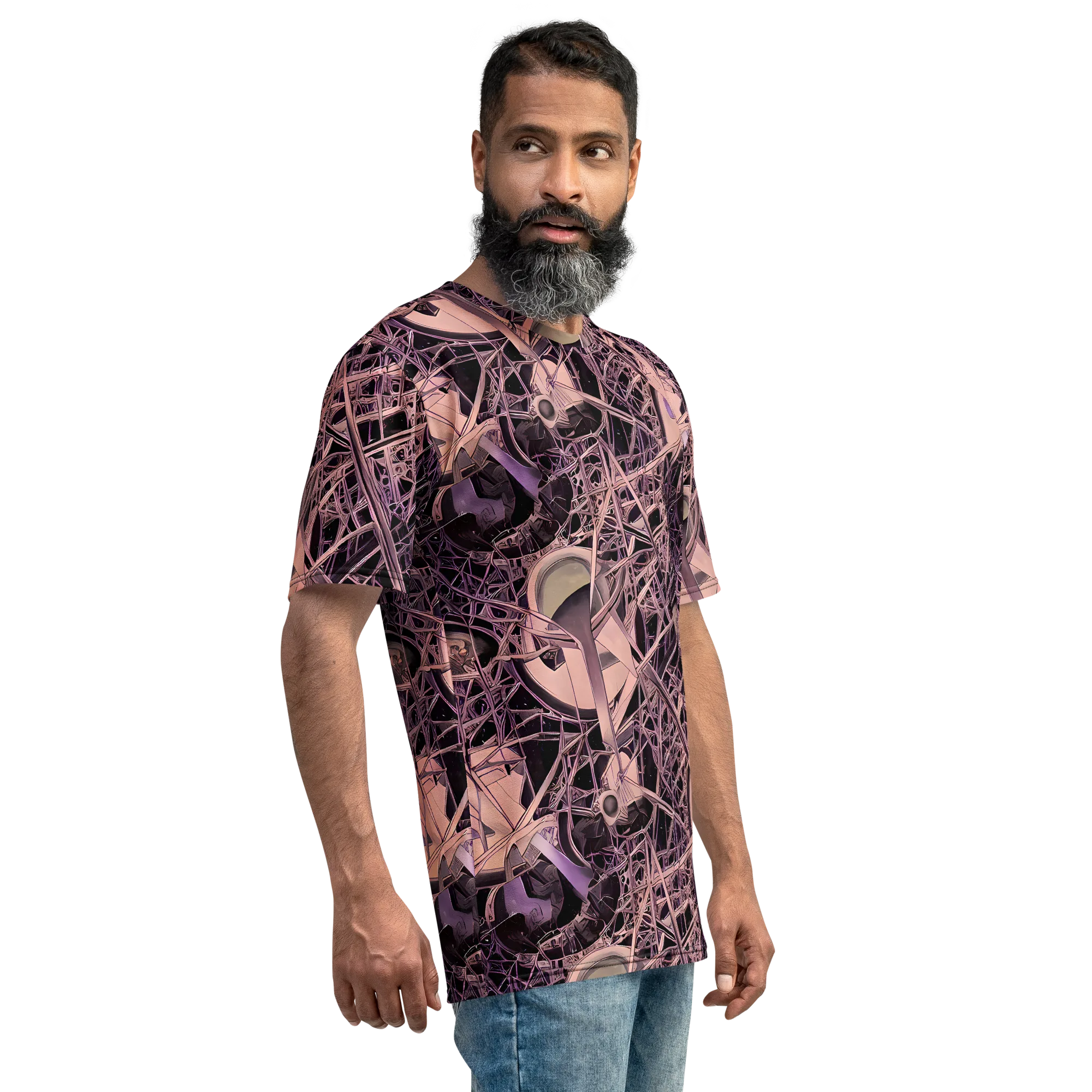 Mauve Labyrinth on Men's Crew Neck T-Shirt — Right