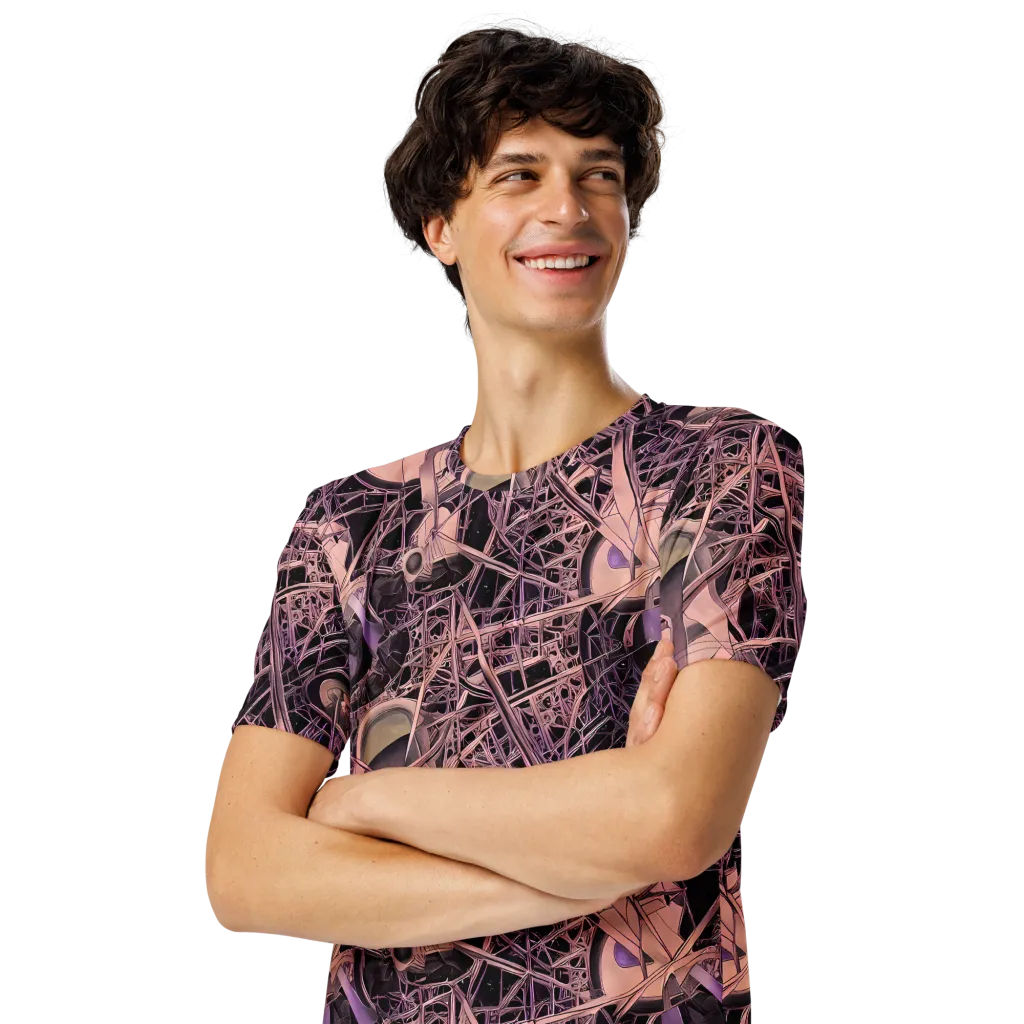 Mauve Labyrinth on Men's Crew Neck T-Shirt — Left Front
