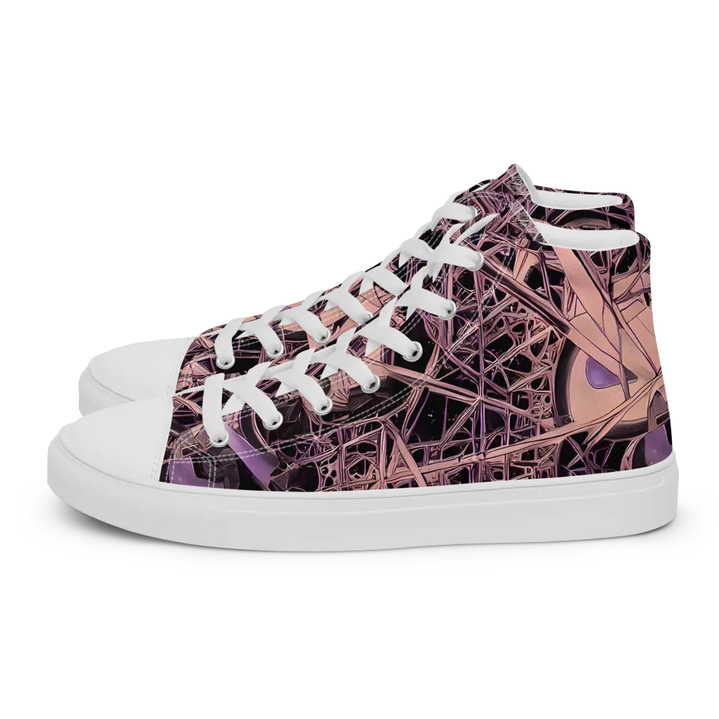 Mauve Labyrinth on Men's High Top Canvas Shoes — Left
