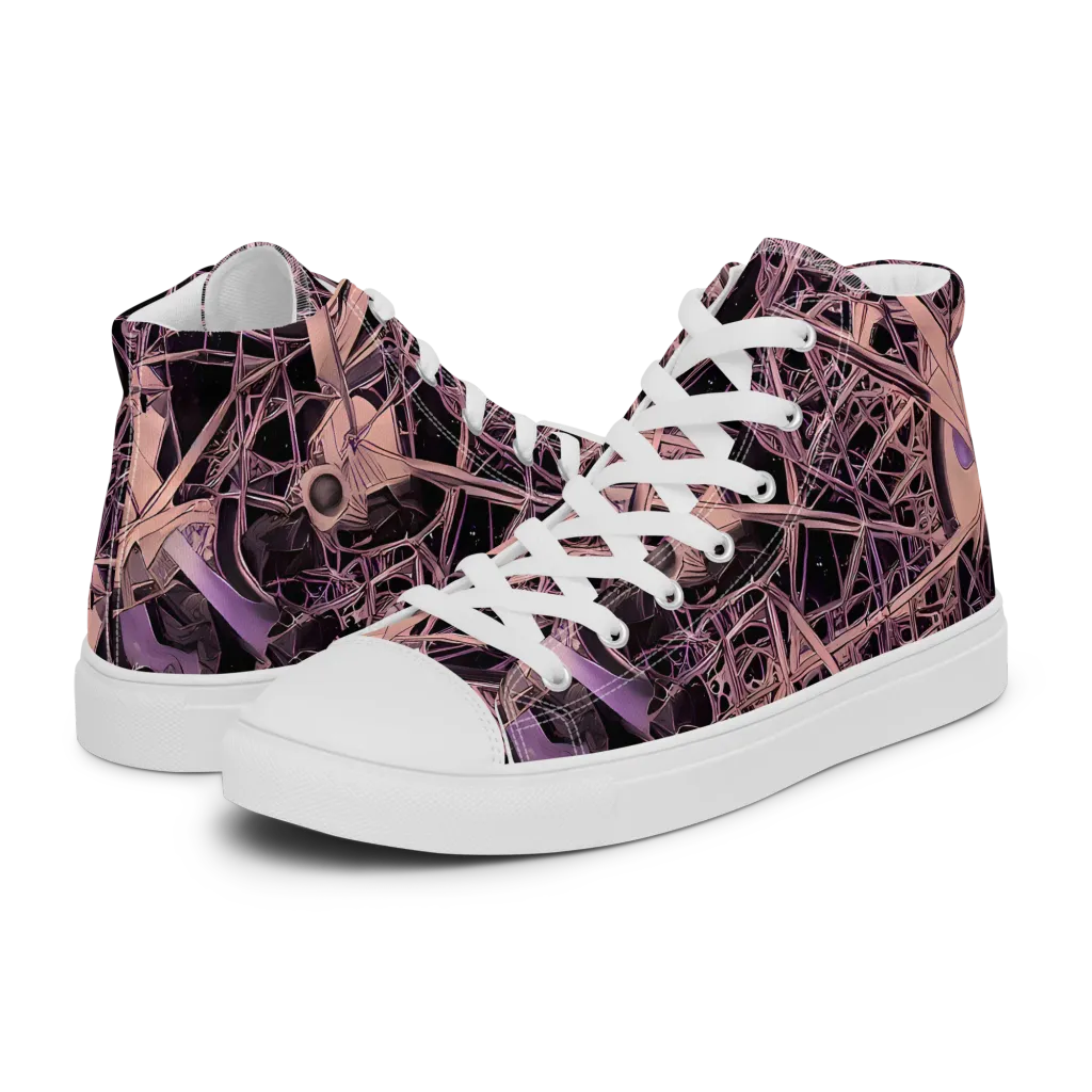 Mauve Labyrinth on Men's High Top Canvas Shoes — Left