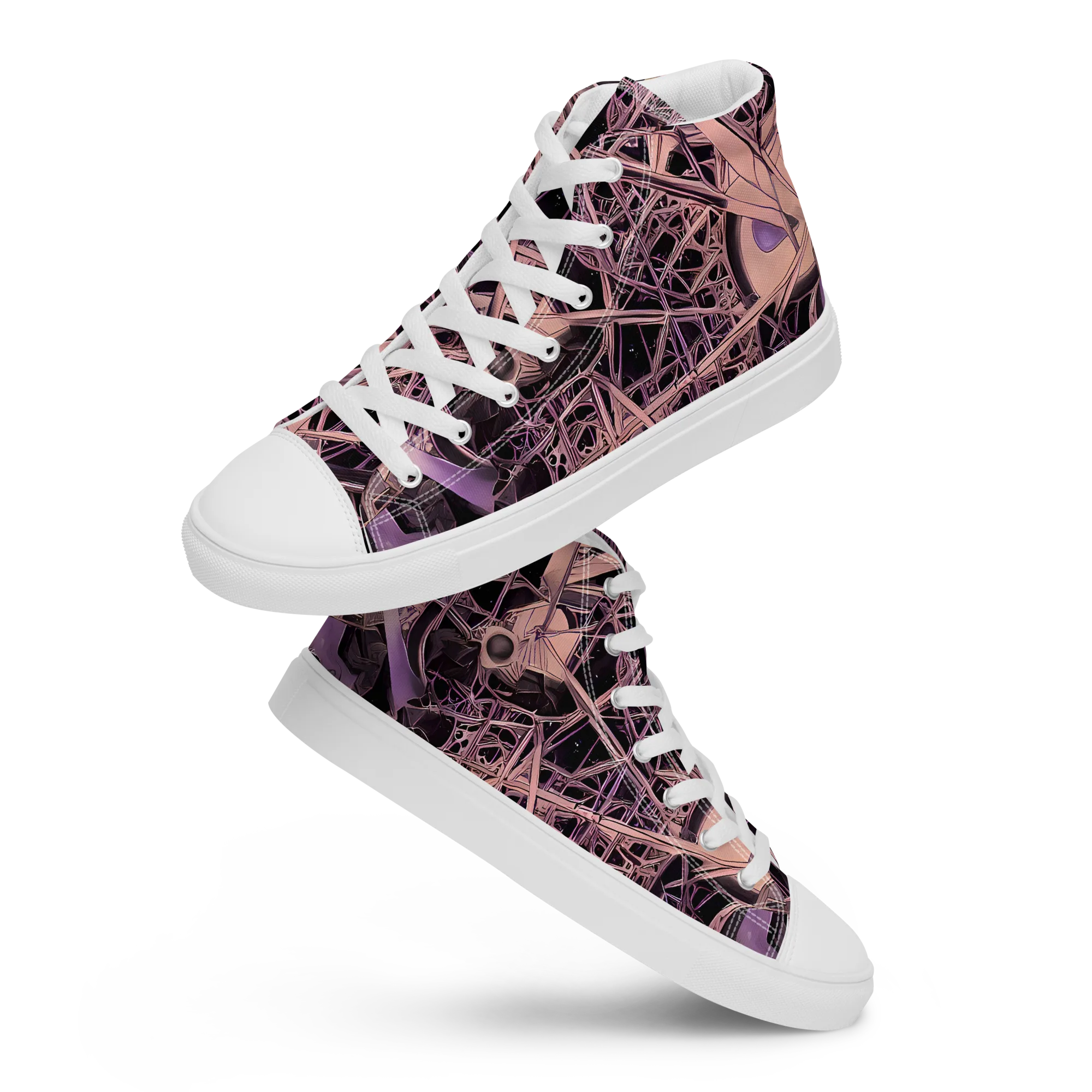 Mauve Labyrinth on Men's High Top Canvas Shoes — Front
