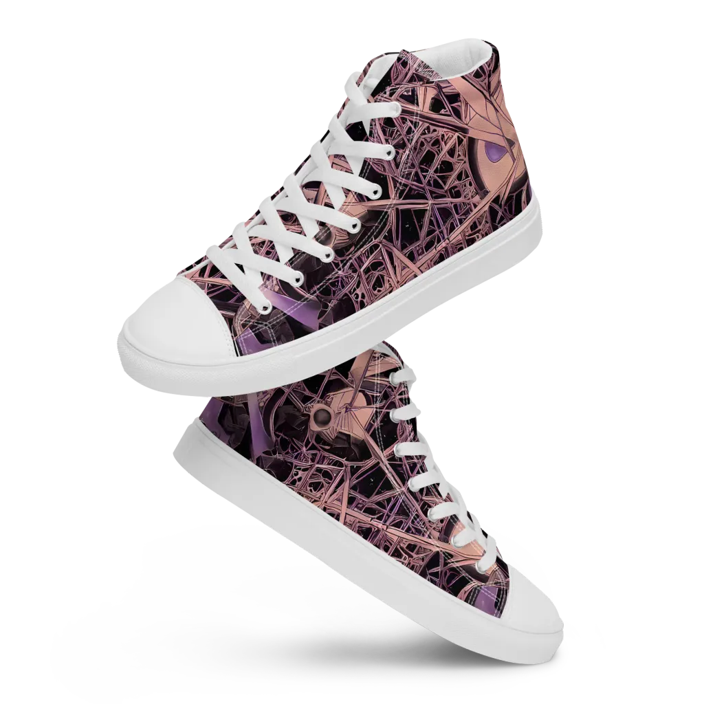 Mauve Labyrinth on Men's High Top Canvas Shoes — Front