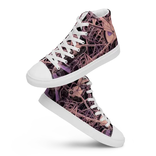 Mauve Labyrinth on a Men's High Top Canvas Shoes